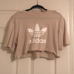 Adidas cream cropped tee